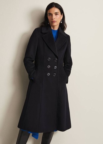 Phase Eight Sandra Wool Long Smart Coats Navy Australia | YQ9860752